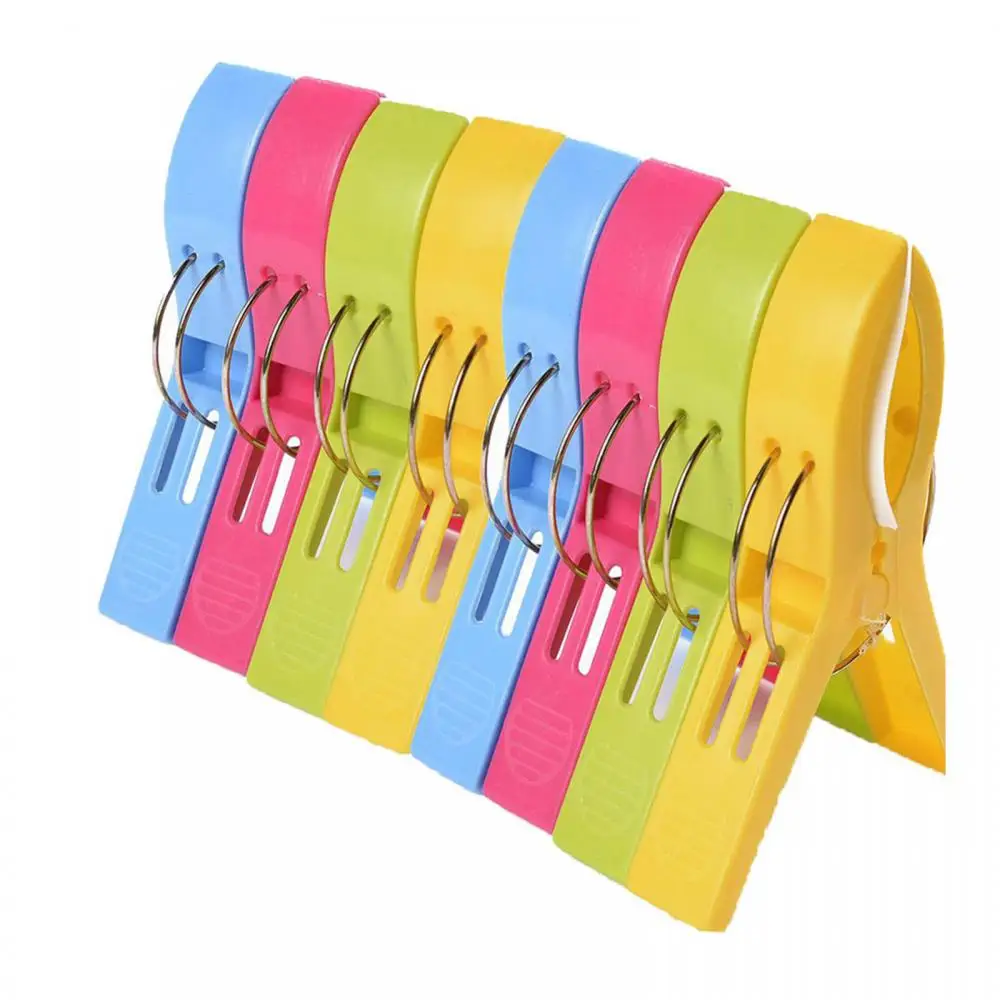 4Pcs Clothes Pegs Jumbo Holder Beach Towel Clamp Drying Racks Retaining Clip