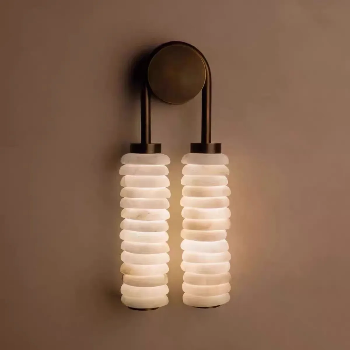 Natural Marble Wall Light Emitting Diode Dimmable Stainless Steel Hotel Life U-shaped Light