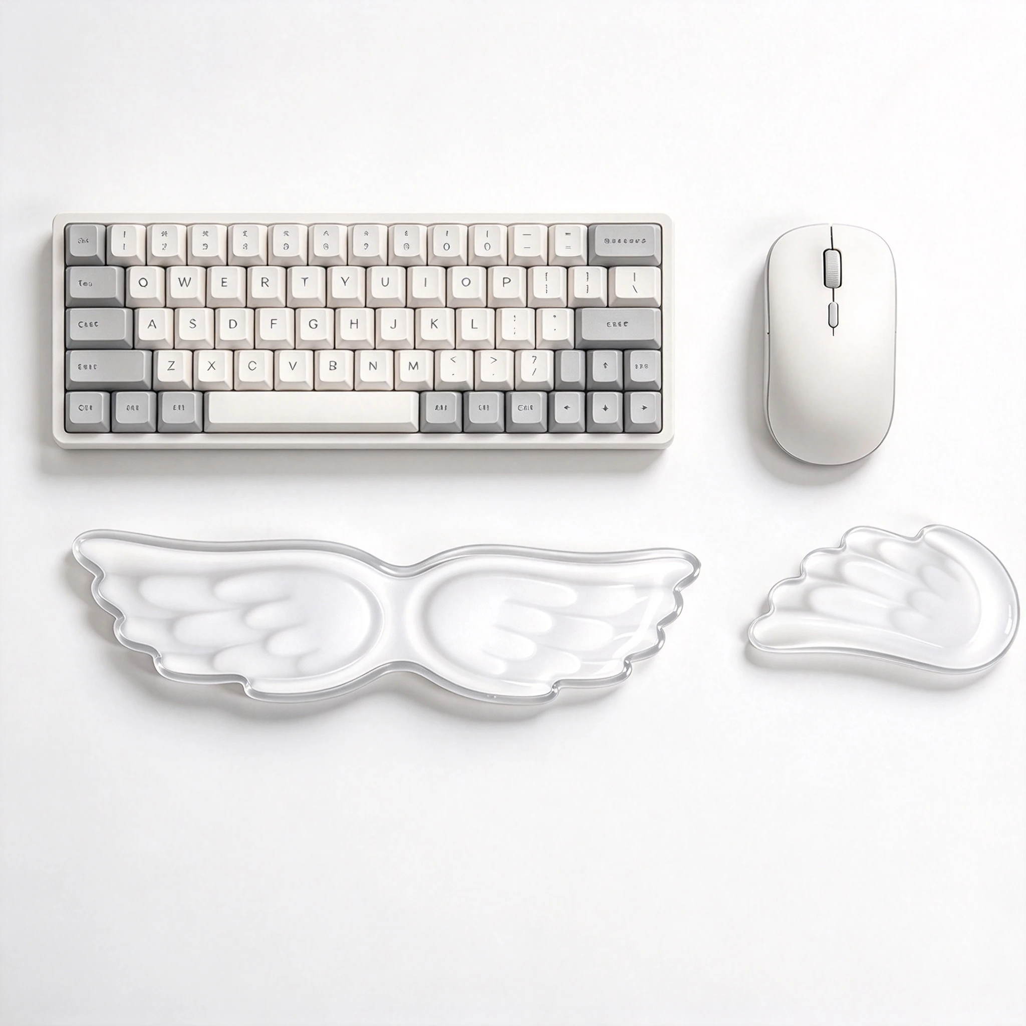 Angel Wing Transparent Jelly Gel Keyboard Wrist Rest Kawaii Ergonomic Soft Wrist Support Pad for Mechanical Keyboard Gam Office