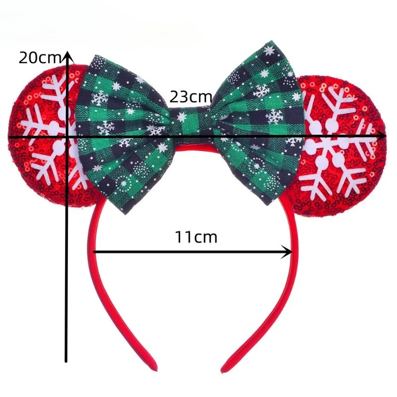 Disney Christmas Headbands red Mickey Minnie Hair Band Girl Cosplay Accessories Children New Year Xmas snowflake party Headwear