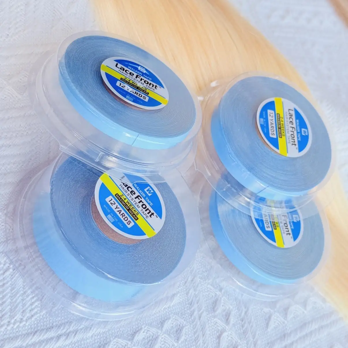 

All with box 0.8/1.0/1.2/2.0cm Width 12 yards Longth Blue Lace front Tape Double side tape lace front tape hair extension tape