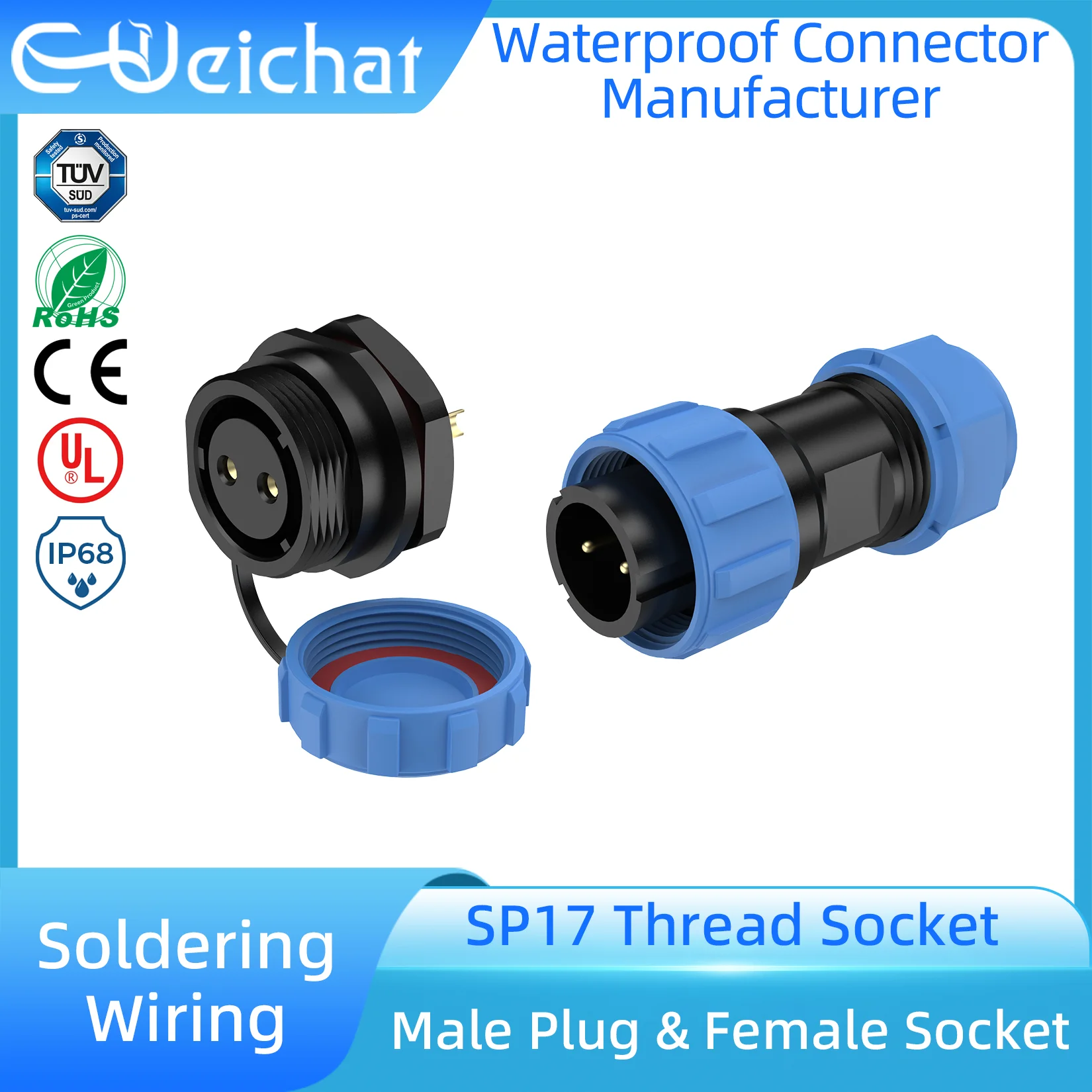 

SP17 Industrial IP68 Waterproof Aviation Plug Socket, Panel Mount Male Female Connector 2/3/4/5/7/9 Pin Electrical Cable Wire