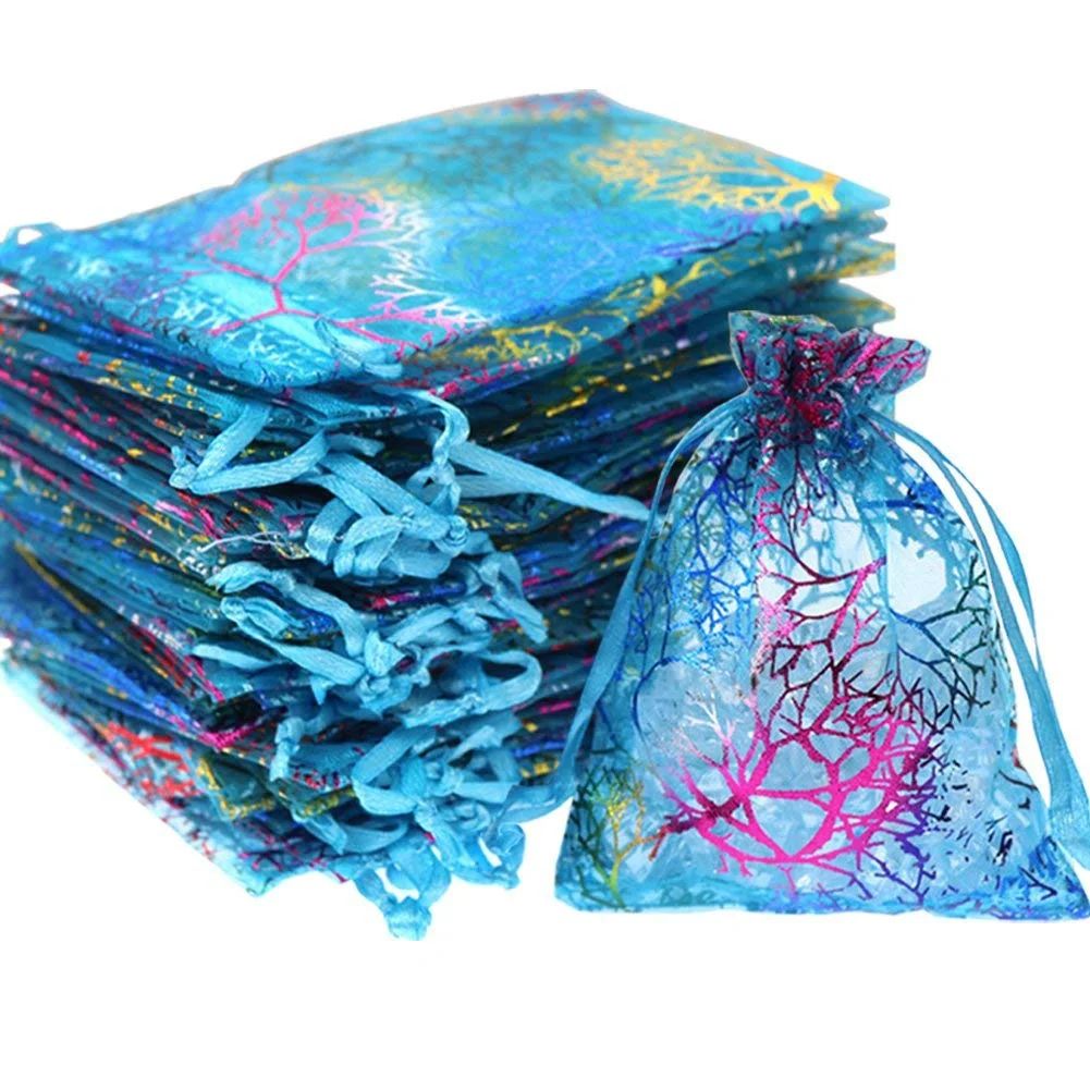 100PCS Colorful Organza Bag,Jewelry Packaging Bag,Wedding Gift Drawstring Bag,Candy Pouches for Wedding Party Valentine\'s
