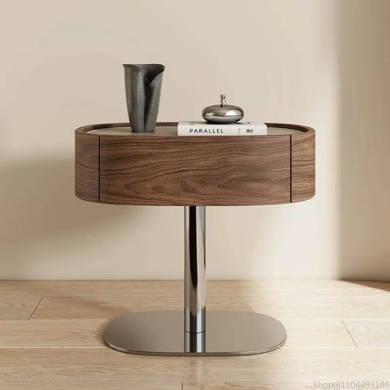 

Vintage Metalwood Nightstand - Industrial Luxe Bedside Shelf