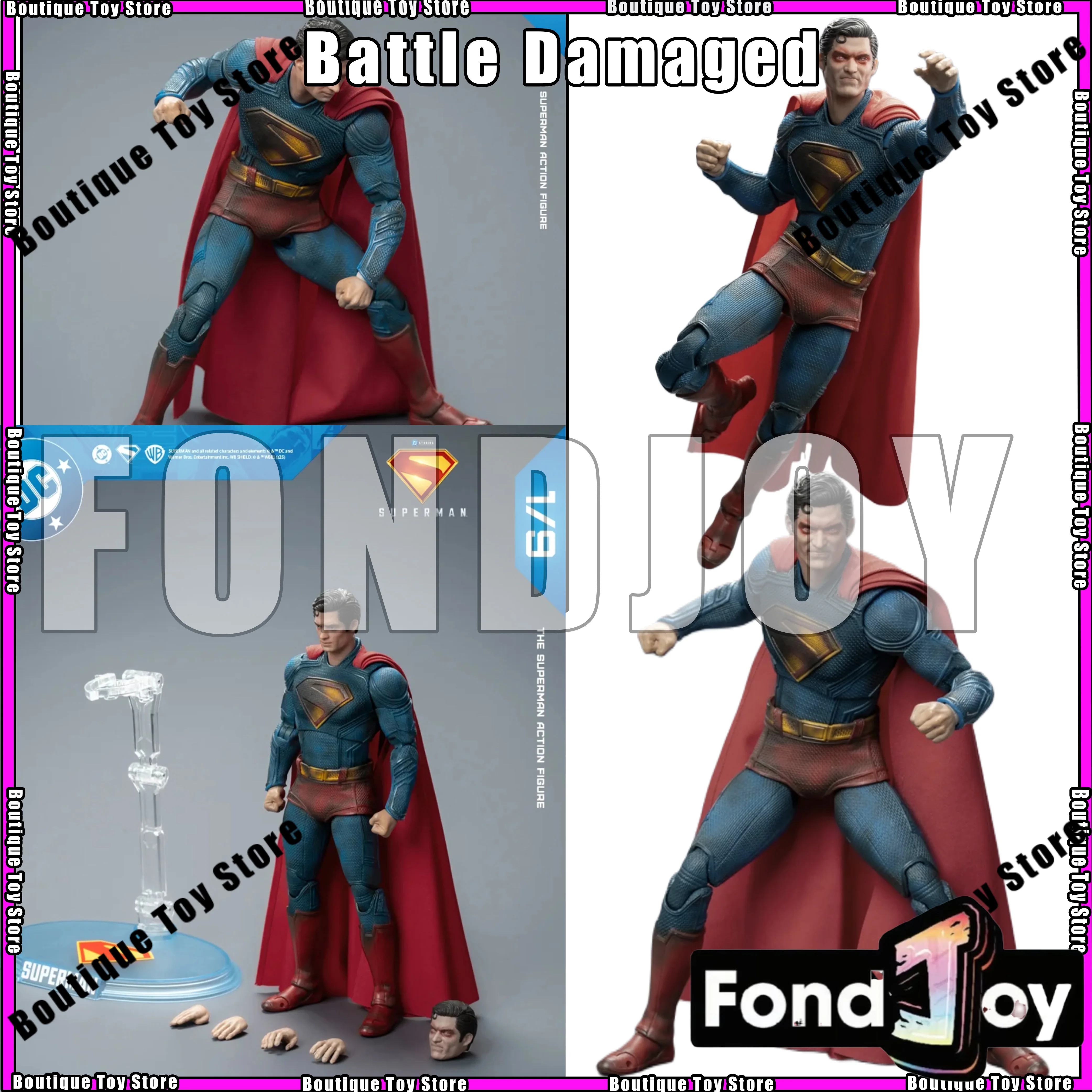 

New Fondjoy Battle Damaged Superman Action Figure DC Justice League Figures Detective Comics Superman Model Movable Statue Toys