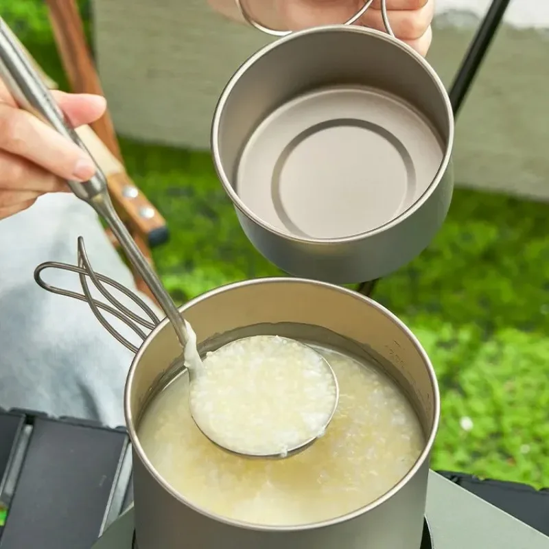 

Folding Handle Camping Pot Frying Pan Set Lightweight Portable Cookware Equipment For Outdoor Hiking Picnic