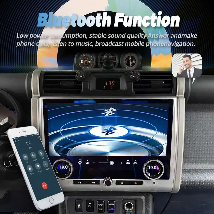 2 Din راديو السيارة الاندورويد مشغل وسائط متعددة لتويوتا FJ كروزر J15 2007-2024 Carplay Auto مع شاشة التحكم في تكييف الهواء