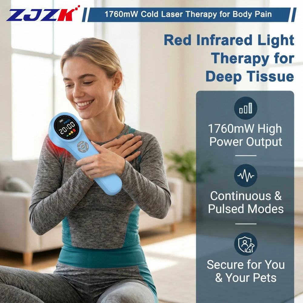 ZJZK 1760mW 660nm 810nm 980nm Infrared Light Therapy Device LLLT Cold Laser for Sports Injury Muscle Tissue Joint Pain Relief