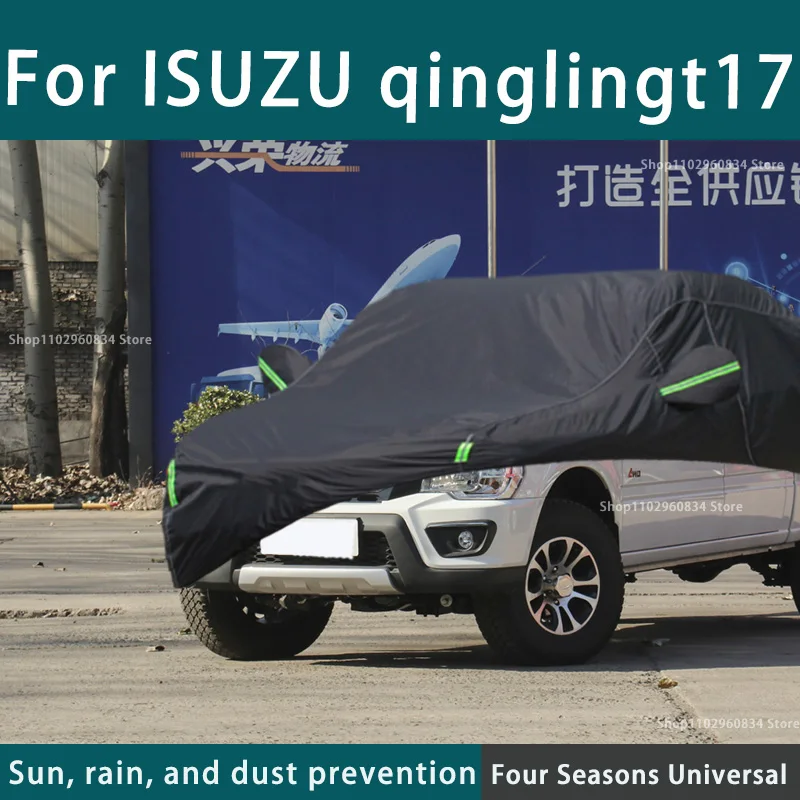 

For Isuzu Qingling T17 210T Full Car Covers Outdoor Uv Sun Protection Dust Rain Snow Protective Car Cover Auto Black Cover