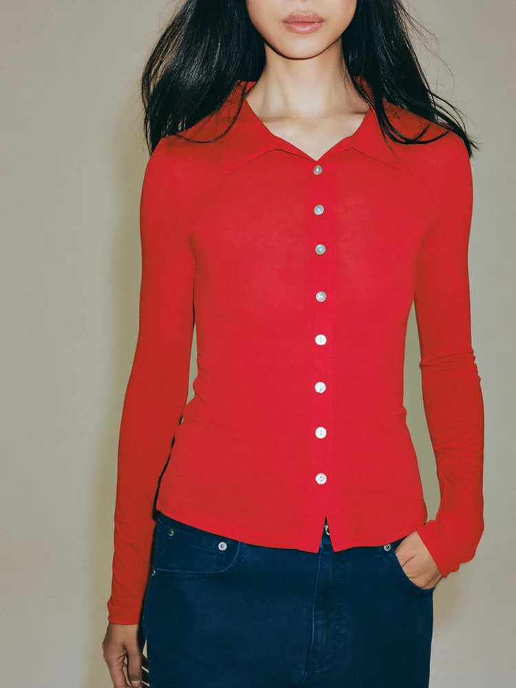 Women's Casual Collared Top Autumn New Arrival Multi-Color Options Button up Polyester Fiber Daily Wear Youth Suitable