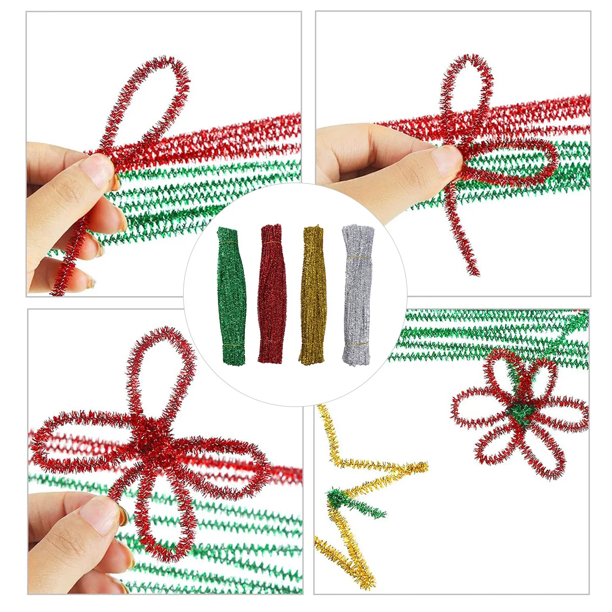 400 قطعة من القضبان الملتوية التي يمكنك صنعها بنفسك، قضبان ملونة قابلة للانحناء لزينة عيد الميلاد والأنشطة الإبداعية للأطفال، عصا ملتوية