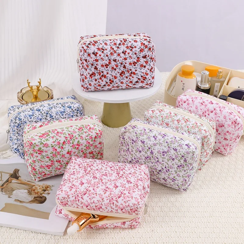 Women Makeup Organizer Female Toiletry Kit Bag Make Up Case Storage Pouch Lady Flower Cosmetic Brush Organizer Bag for Travel