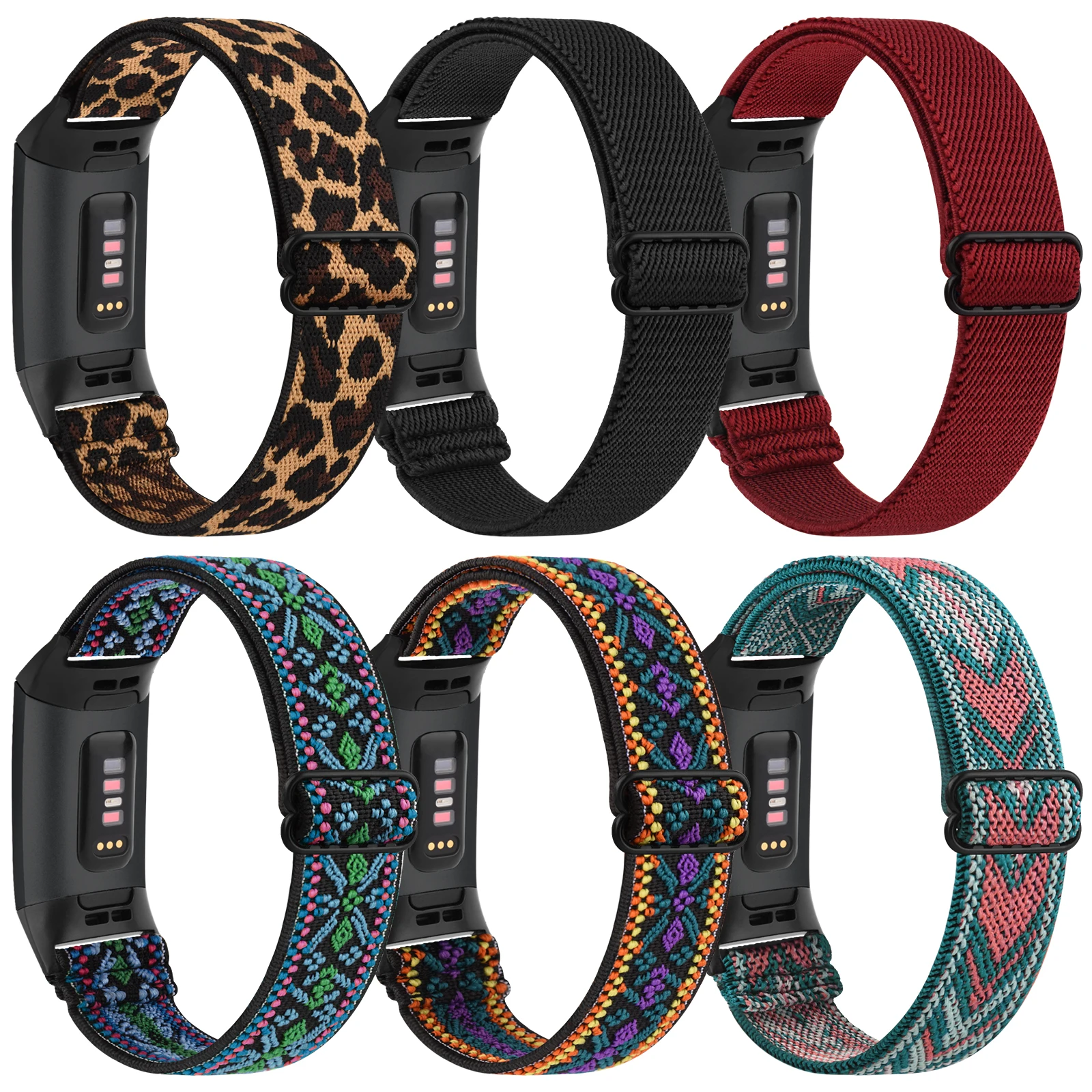 Correa elástica de nailon para reloj Fitbit Charge 4 3, pulsera de tela deportiva para Fitbit Charge 3 y 4