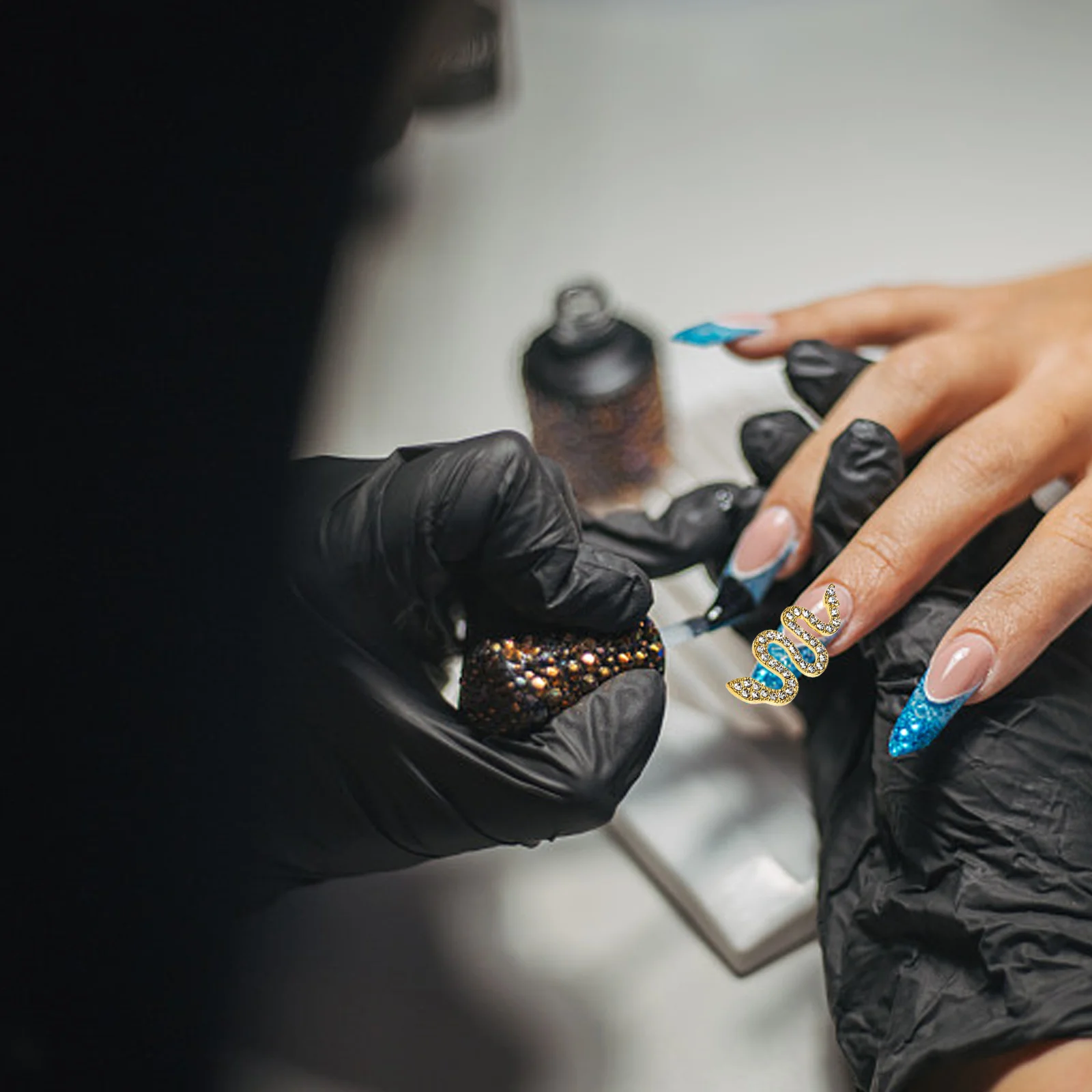 

6Pcs Nail Gems Snake Pattern Long-Lasting Alloy DIY Nail Art Decorations for Home Salon Manicure Decor Rhinestones for Nails