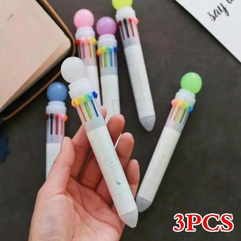 3 Pcs Random Novelty 10 Color Ballpoint Pen Ballpen For Kids Child Student Office Supply Student Supplies And Office Supplies