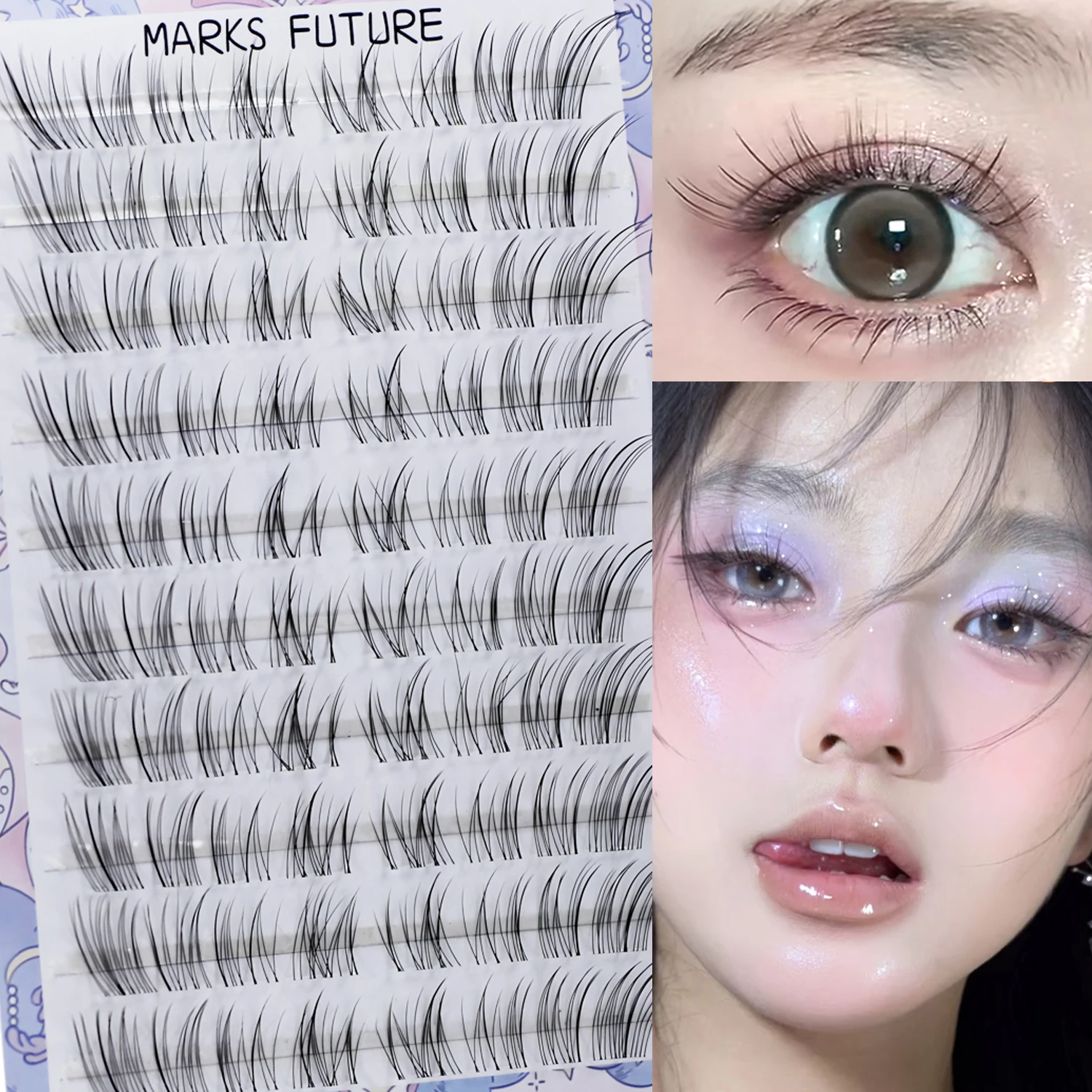 Eyelash Extension Single Lash - ขนตาแบบกลุ่มที่ให้ลุคเย็นสบาย นุ่มนวล ขนตาปลอมสไตล์ฟ็อกซ์ที่ละเอียดและนุ่มเป็นพิเศษ ต่อขนตาแบบเส้นเดียวพร้อมแถบบางที่มองไม่เห็น ขนตาปลอมแบบ DIY