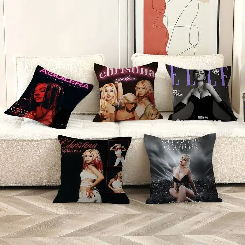 كريستينا أغيليرا المغني مكتب وسادة المخدة غطاء وسادة السيارة 45X45CM قطني المخدة أريكة غطاء وسادة #1