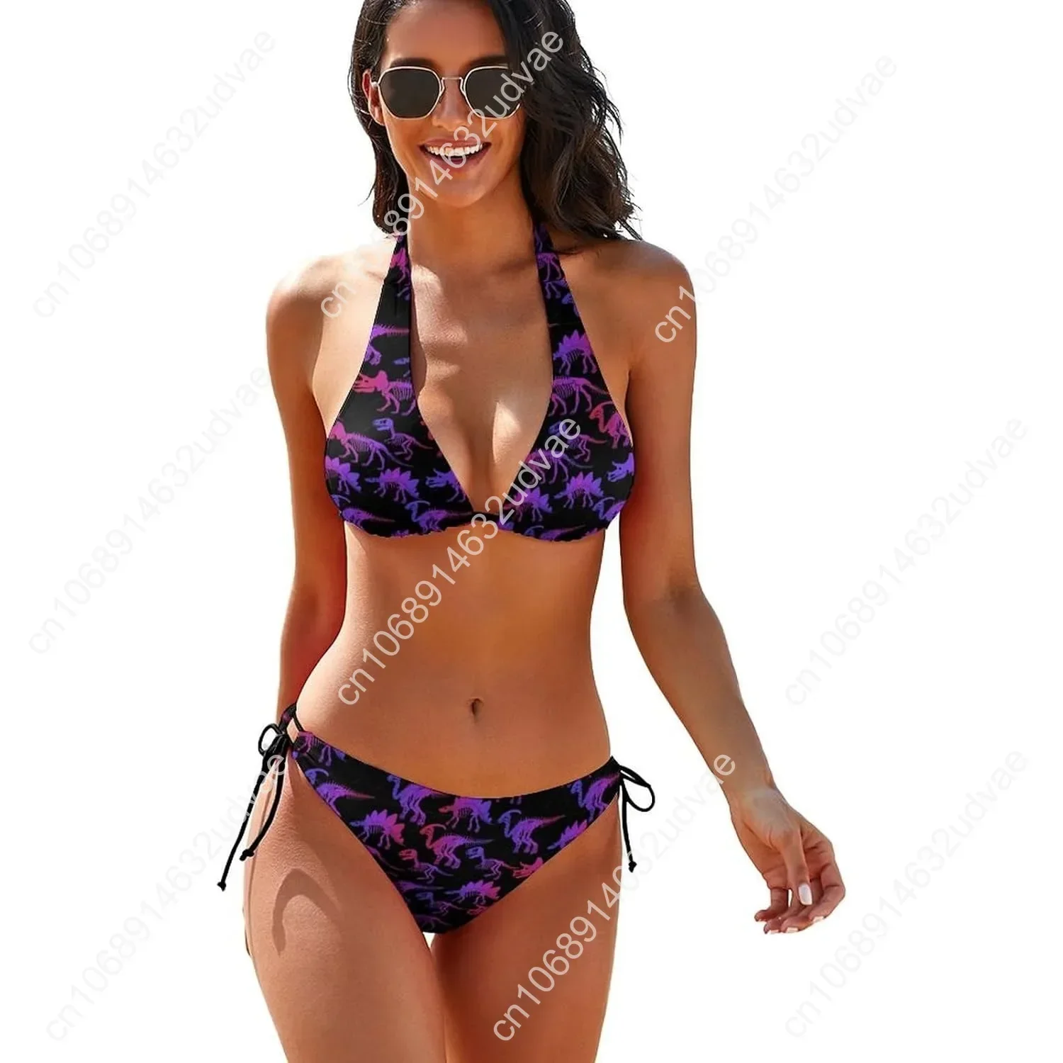 Bikini Sets for Women Two Piece Bathing Suits Sexy Halter Padded Bikini Swimsuits Side Tie Thong Bottom