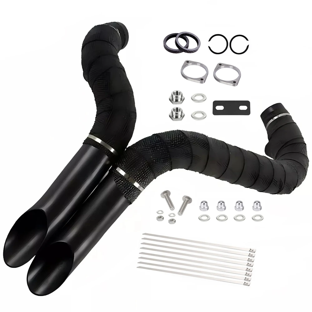 

2in Black/Silver Dual Exhaust Pipes Slip-On Muffler Kit for Harley Sportster Touring Softail Motorcycle