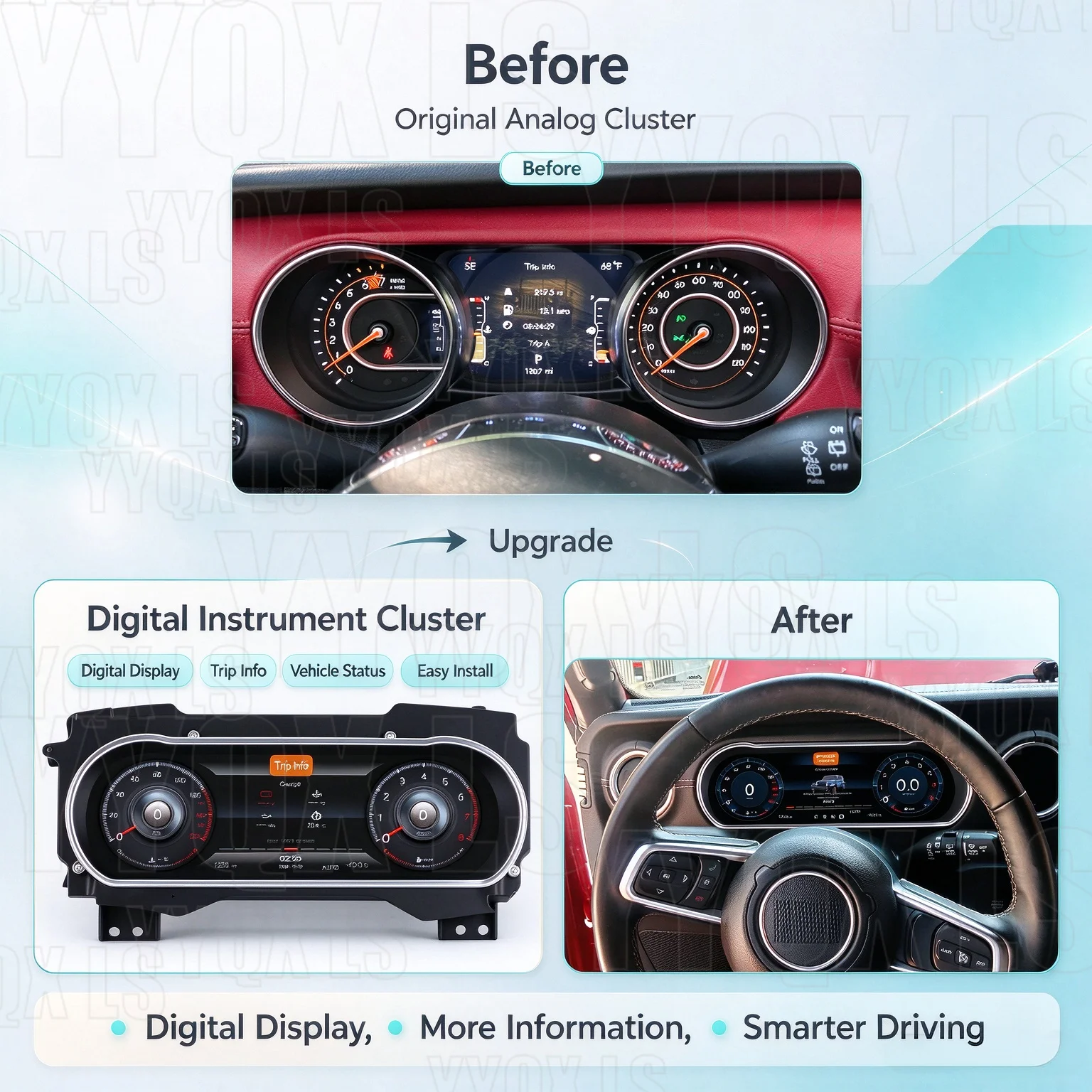 For Jeep Wrangler 2010 - 2020 Digital Cluster Car LCD Dashboard Panel Virtual Cockpit Instrument Speedometer Screen Unit