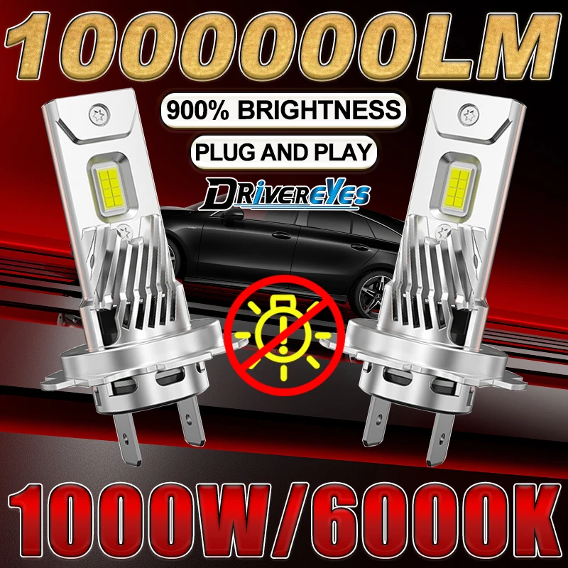 

D procedureye H7 светодиодные 8054 CSP Высокая мощность 6000K Белые фонари 1000 Вт Автомобильные фары 1: 1 Мини Plug&Play Дальний свет Ближний свет 12 В 2 шт.