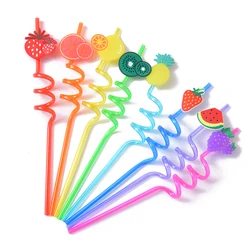 8-24 children's party straws Fruit party party straws Orange lemon grape pineapple cherry watermelon shape design multiple combi