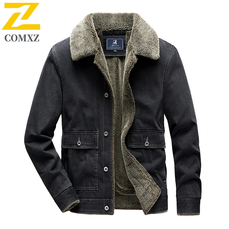 Padded Denim Jacket Mens 2025 Winter New lambswool Thickened Casual Loose Retro Outdoor Travel Lapel Tops Male Fleece Warm Coat