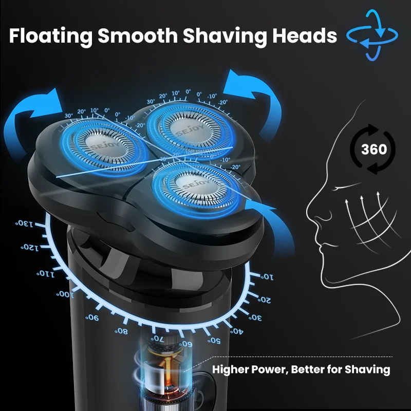 Sejoy Electric Razor for Men, Men's Electric Shaver LED Display,Travel Lock Rechargeable Cordless Shavers for Men