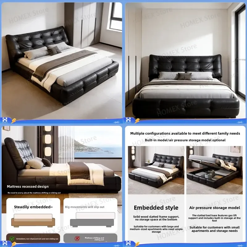 Luxury Modern Upholstered Bed Frame Sturdy Durable Bedroom Set