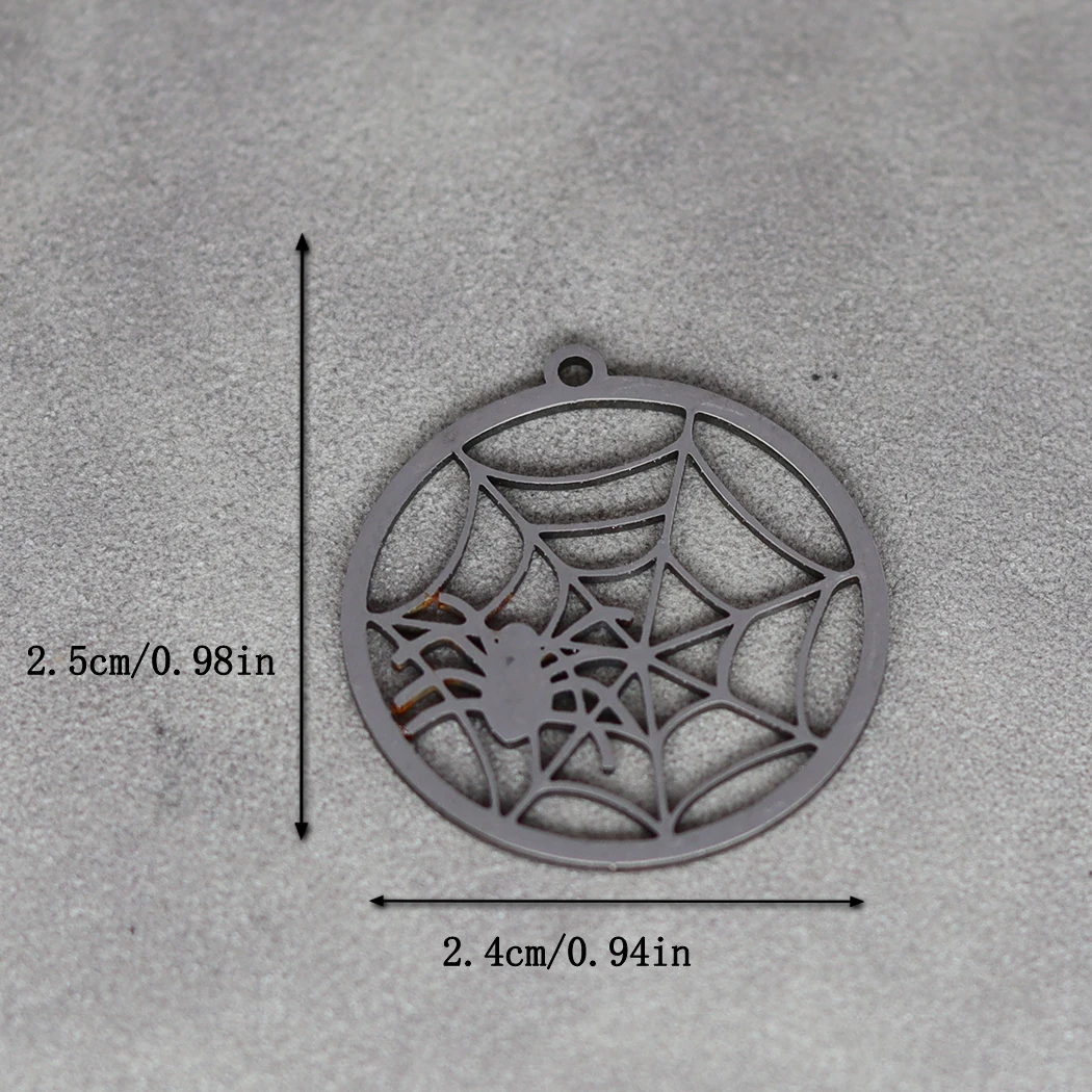 3pcs Stainless Steel Halloween Charms Spider Web Pendant Craft Supplies Pendants For DIY Craft Making Accessories