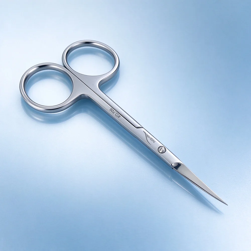Manicure Scissors Cuticle Multipurpose Stainless Steel Beauty Scissors for Nails, Eyebrow, Curved Blade with Ergonomic Handle