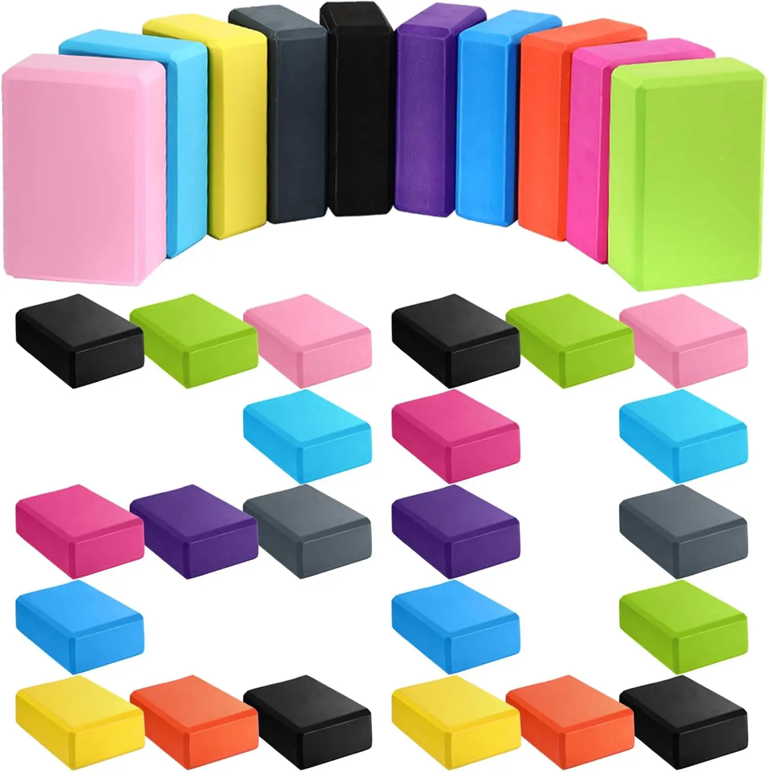Multicolor Lightweight EVA Foam Yoga Blocks for Yoga, Pilates, and Meditation - Non Slip, Supportive