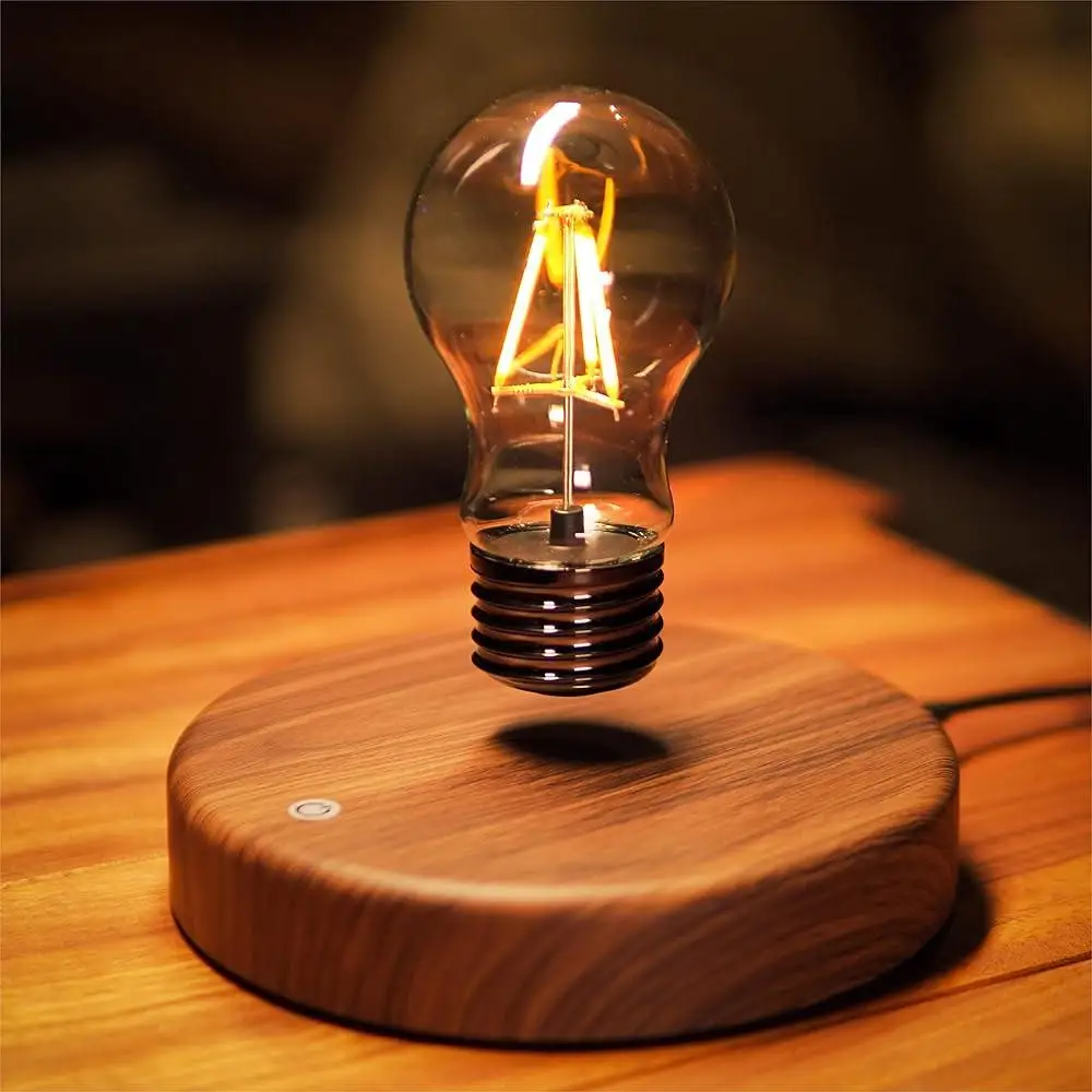 Levitating Bulb Lamp Magnetic Floating LED Light Desk Table Night Light Automatic Rotating Unique Gift Home Office Bedroom