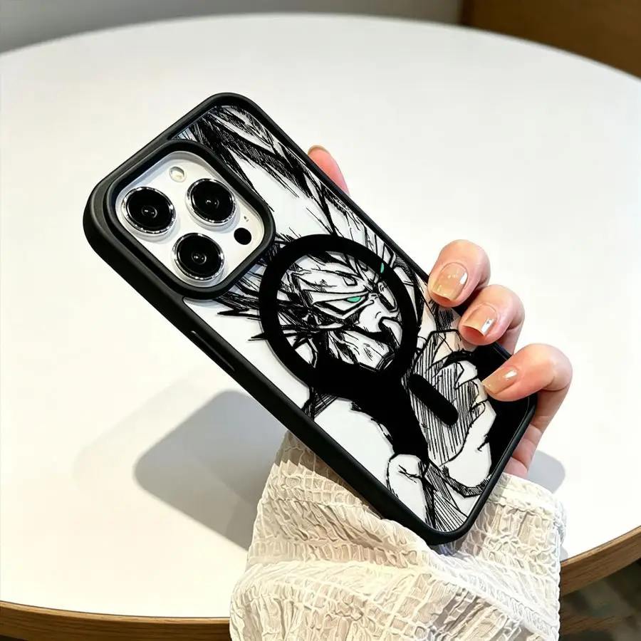 Magnetische Handyhülle für iPhone 18 17 Pro Max 16e 16 Plus 13 Mini Air 12 11 14 17e 15 Dragon Ball Goku Vegeta