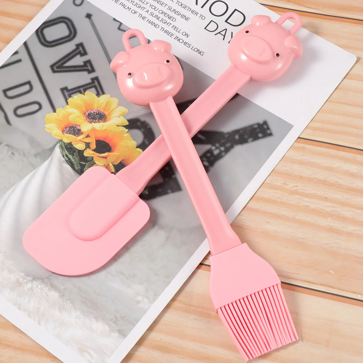 Cake Cream Scraper Silicone Baking Tools Kids Spatula Multifunction Pink Brush Child