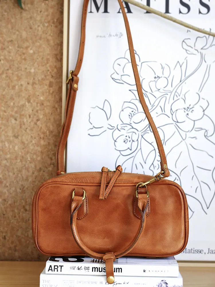PNDME designers hand-made luxury vegetable tanned cowhide women's handbag simple casual genuine leather female shoulder bag
