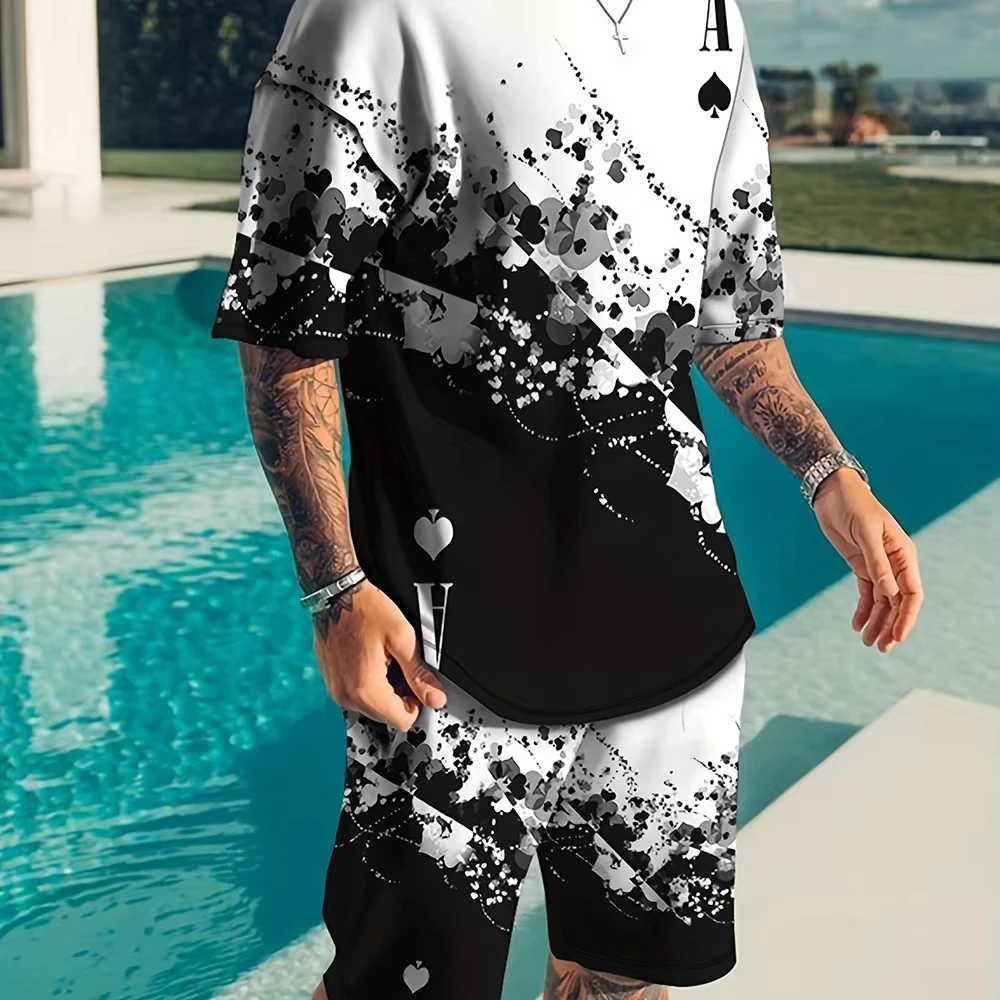 ฤดูร้อนผู้ชายกีฬาชุดเด็กขนาดใหญ่ TShirt ชุดสดชื่น TOP Y2K สไตล์พิมพ์ 3D ผู้หญิง TShirt ชุดผู้ชายชุดสูท