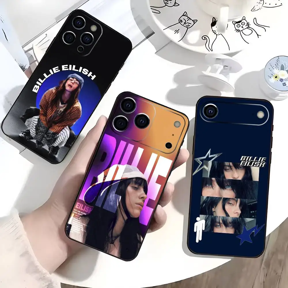 Cool B-Billie Singer E-Eilish-S Phone Case For iPhone 17,16,15,14,13,12,11 Plus,Pro Max,XS,Soft Black Cover
