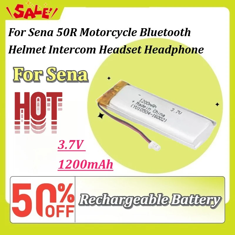 New 3.7V 1200mAh Li-Polymer Replacement Battery for Sena 50R Motorcycle Bluetooth Helmet Intercom Headset Headphone