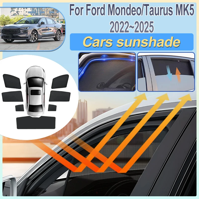 For Ford Mondeo MK5 2022 2023 2024 2025 Taurus Curtain-Style Mesh Sunshade Front Rear Windshield Sun Shield Cover Car Accesorios