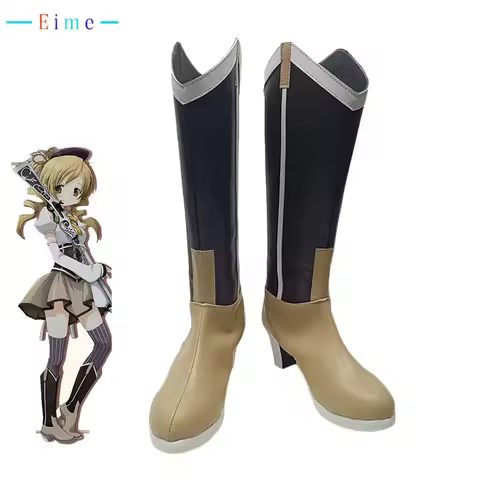 Tomoe Mami Cosplay Shoes Anime Puella Magi Madoka Magica Cosplay Props PU Leather Shoes Halloween Carnival Boots Custom Made