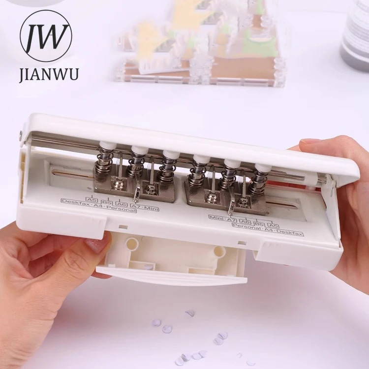 JIANWU Multifunctional 6 Holes/9 Holes Adjustable Spacing Hole Punch Creative DIY Student Supplies Stationery