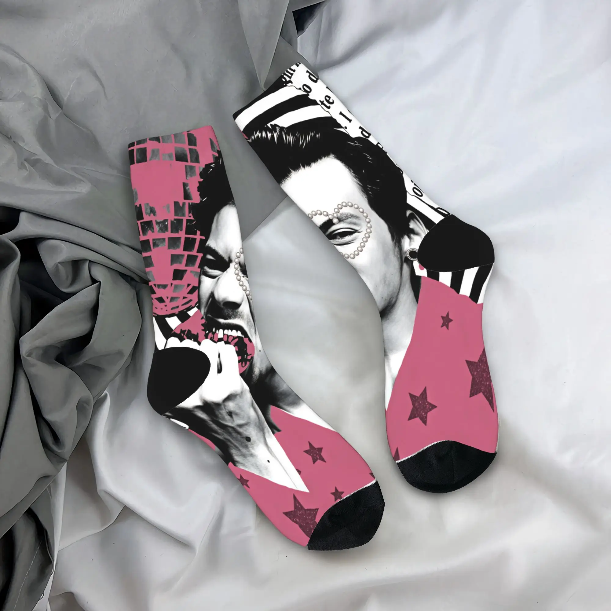 Men Socks Harrys S-Styles Kiss Al the Time  Stockings Spring Funny Comfortable Socks Printed Cycling Non-Slip Socks