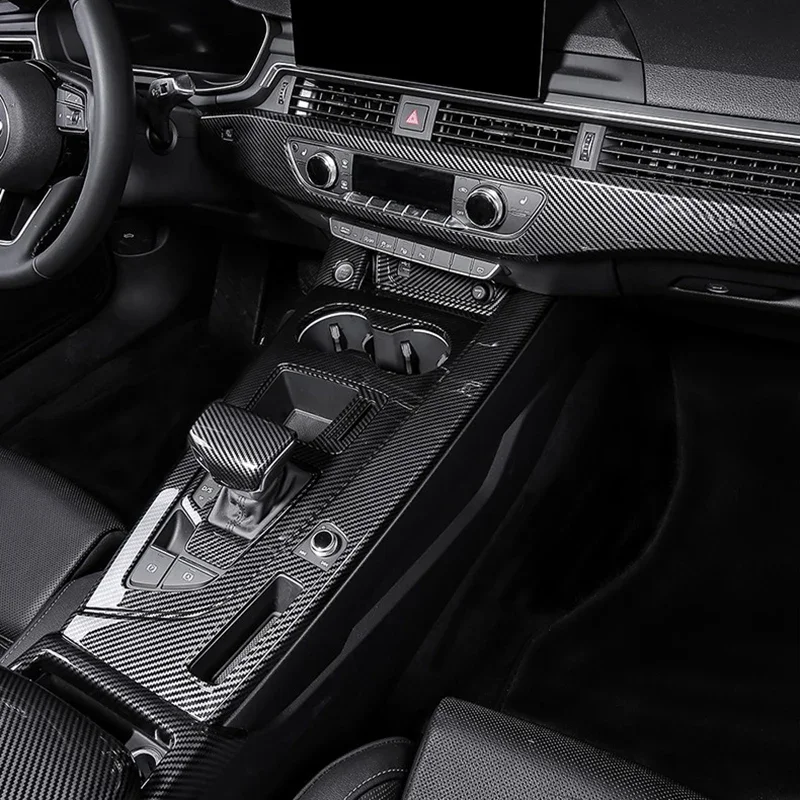 For LHD Audi A4L B9 Sedan A4 Allroad Avant S4 A5 S5 2017-2024 Carbon Fiber Overlays Interior Trim
