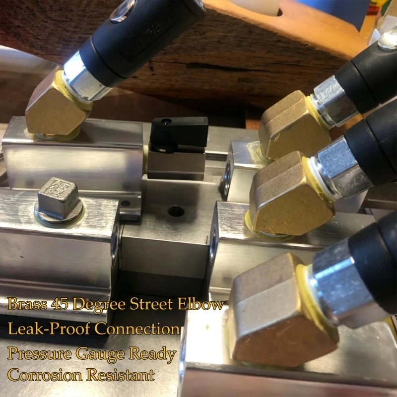 Brass 45 Degree Street Elbow Fitting with Male to Female Threaded Ends for Pipe Work and Air Line Service Tasks M4YD