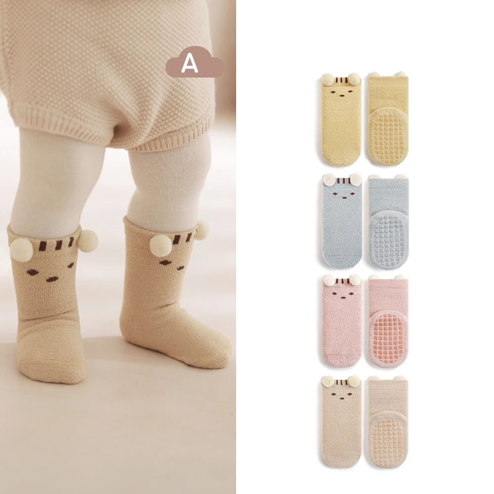 Cute Antiskid Knitted Baby Socks Winter Newborn Toddler Velvet Warm Floor Sock Infant Boy Girl Soft Boneless Sock 0-5Y New