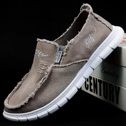 Men's Washed Fabric Casual Shoes Anti Slip and Wear-resistant Driving Shoes Canvas Shoes