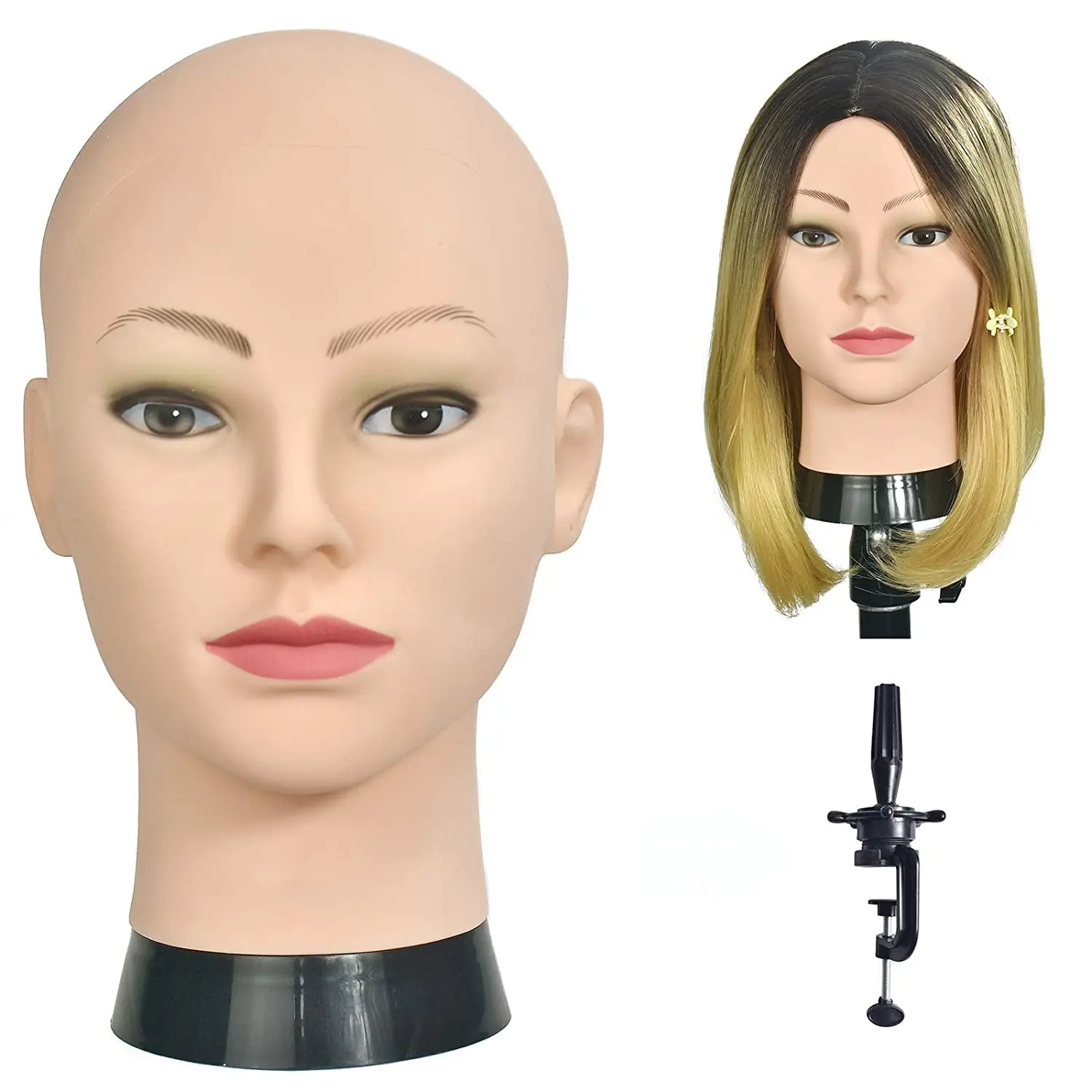 

Professional Female Mannequin Head for Wigs, Makeup Practice & Display - Includes Free Clamp Holder