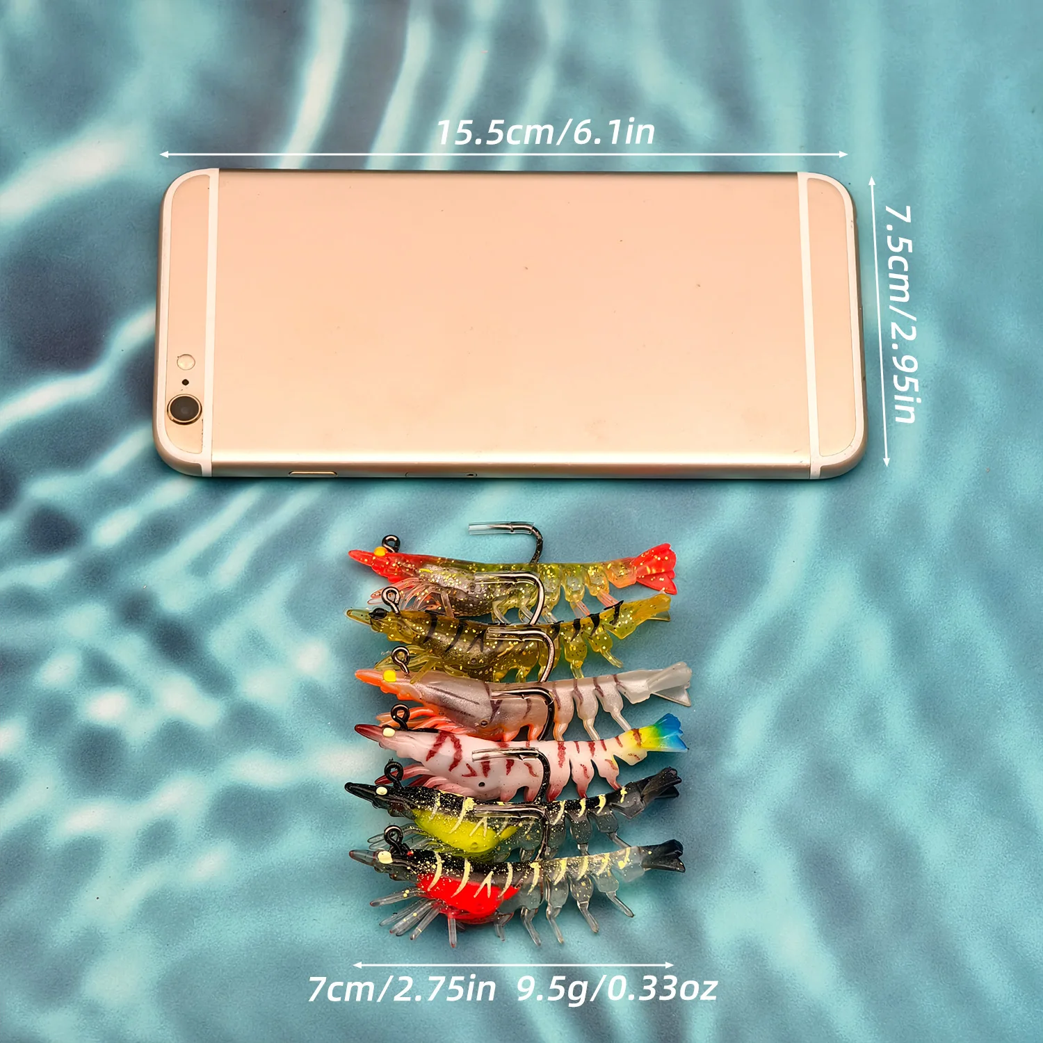 ANFS Soft Shrimp Lure Set, 6 Colors Shrimp Bait with Hooks - Fishing Tackles for Freshwater and Saltwater Bass, Trout, Catfish view 6
