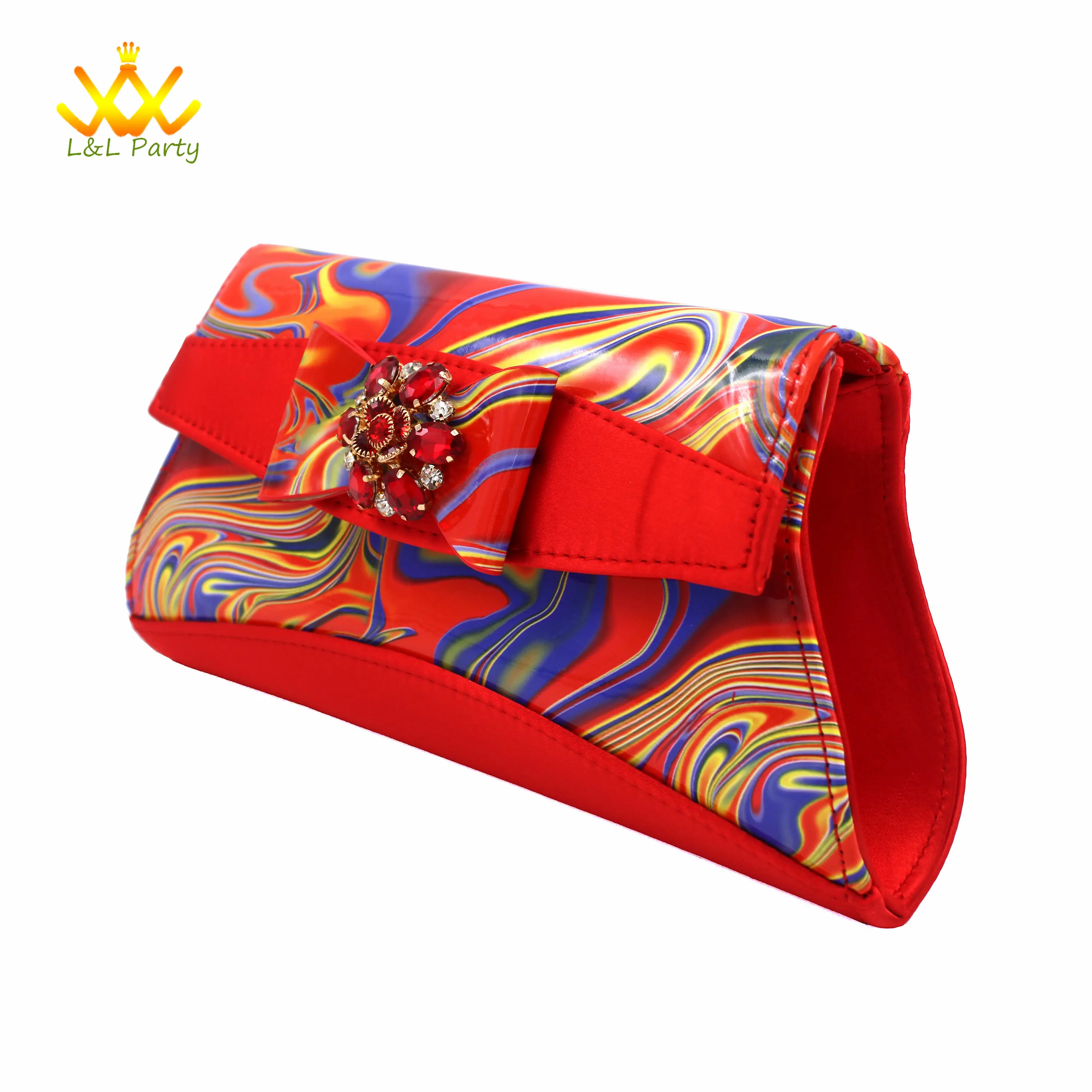 2024 Appliques Specials Italian Design Nigerian Women Shoes Matching Bag Set in Red Color INS Hot Sale Sandals